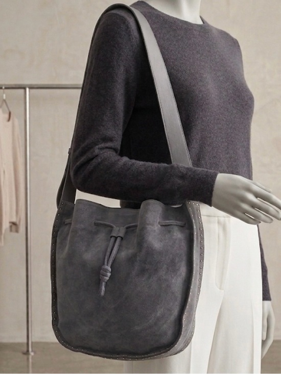 Rebecca Minkoff Handbags - NWT Rebecca Minkoff Suede StuddedDrawstring Shoulder Bag - Blue/Gray